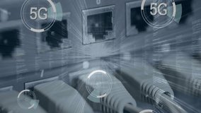 Animation of 5g text and data processing over computer server. Global cyber security, connections, cloud computing and data processing concept digitally generated video. - Powered by Shutterstock - Get 15% off with code: PIKWIZARD15