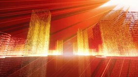 Animation of light trails and neon cityscape. Abstract background and digital interface concept digitally generated video. - Powered by Shutterstock - Get 15% off with code: PIKWIZARD15