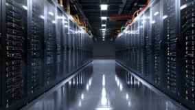 High-Tech Data Centre Infrastructure with Server Racks and Cooling Systems - 4K Technology Footage - Powered by Shutterstock - Get 15% off with code: PIKWIZARD15