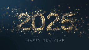 Dust particles form 2025 Happy New Year, Gold  particles on dark blue background. - Powered by Shutterstock - Get 15% off with code: PIKWIZARD15