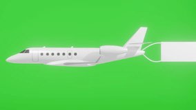 3D airplane flies with blank space banner on green screen background, side view, chroma key, isolated background - Powered by Shutterstock - Get 15% off with code: PIKWIZARD15