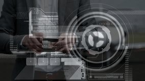 Animation of scope scanning with data processing over caucasian businessman using smartphone. Global business, communication, computing and digital interface concept digitally generated video. - Powered by Shutterstock - Get 15% off with code: PIKWIZARD15