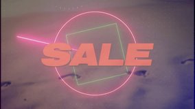 Animation of sale text over neon pattern background. Global cyber shopping, digital interface, communication, computing and data processing concept digitally generated video. - Powered by Shutterstock - Get 15% off with code: PIKWIZARD15