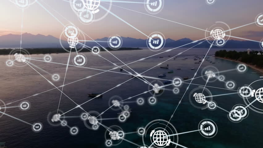 Animation of network of connections with globe icons over landscape. Global business, connections, computing and data processing concept digitally generated video. - Powered by Shutterstock - Get 15% off with code: PIKWIZARD15
