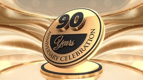 90 years, 90th anniversary logo loop, looped video background, backdrop in 3D Gold  - Powered by Shutterstock - Get 15% off with code: PIKWIZARD15