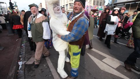 DUSSELDORF, GERMANY – FEBRUARY 10: People present their costumes for the next day celebration of Rosenmontag Karneval or Carnival. February 10, 2013,  Dusseldorf, Germany
