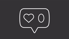 Likes counter white line animation. Social media metric animated icon. Increasing number. Internet, statistics. Isolated illustration on dark background. Transition alpha video. Motion graphic - Powered by Shutterstock - Get 15% off with code: PIKWIZARD15
