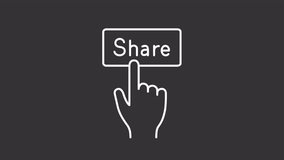 Share button white line animation. Social media audience animated icon. Moving hand. Interface element. Isolated illustration on dark background. Transition alpha video. Motion graphic - Powered by Shutterstock - Get 15% off with code: PIKWIZARD15