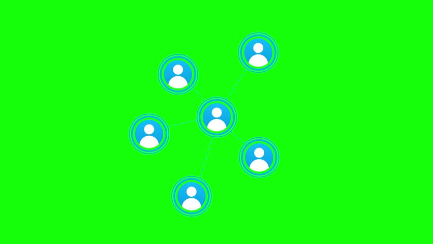 User network connection in green screen background, suitable for presentations and motion graphics about technology, networking, cyberspace, internet, digital links, and social media.