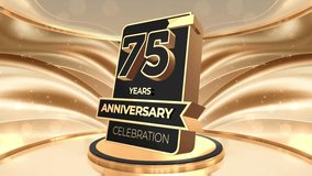 75 years, 75th anniversary logo loop, looped video background, backdrop in 3D Gold  - Powered by Shutterstock - Get 15% off with code: PIKWIZARD15