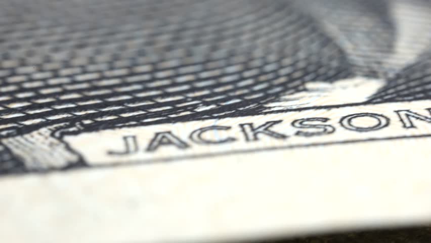 Andrew Jackson portrait on twenty US dollars banknote
