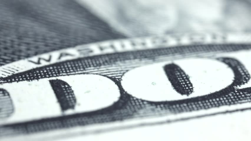 George Washington portrait on one US dollar banknote.