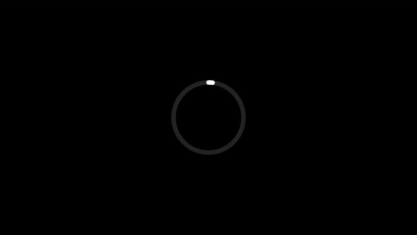 loading progress circles 10 progress bar 0 to 100 circle progress bar on black background animation.	