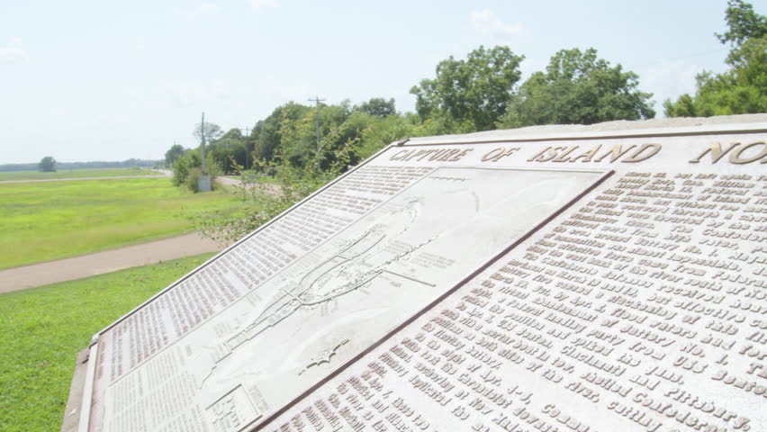 Capture of Island no 10 memorial plaque near Mississippi River, Tennessee, US.