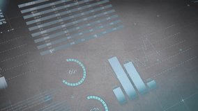 Animation of charts and graphs processing data on interface with grey background. Connection, data, processing, digital interface, business and communication, digitally generated video. - Powered by Shutterstock - Get 15% off with code: PIKWIZARD15