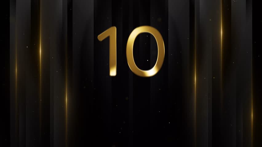 Countdown 10 second gold movie film award luxury title timer animation background