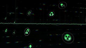 Animation of eco icons and data processing over globe. Global business, connections, computing and data processing concept digitally generated video. - Powered by Shutterstock - Get 15% off with code: PIKWIZARD15