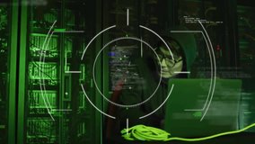 Animation of biometric scanner processing fingerprint over asian male technician in server room. Connection, data, security, network, digital interface and communication, digitally generated video. - Powered by Shutterstock - Get 15% off with code: PIKWIZARD15