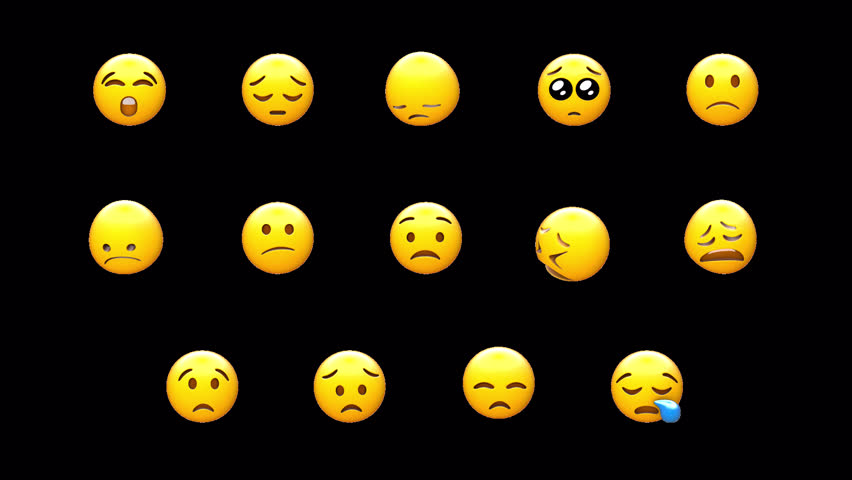 Smiley Sad Emoji Set with Alpha Channel