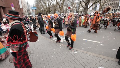 DUSSELDORF, GERMANY – FEBRUARY 11: People celebrate Rosenmontag Karneval or Carnival. February 11, 2013,  Dusseldorf, Germany
