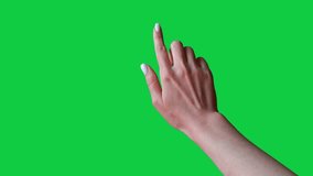 Touching Gesture. Female hand touching, tapping on chroma key green screen background. Using a smartphone, tablet pc or a touchscreen. Interface concept. Single click and tap with finger - Powered by Shutterstock - Get 15% off with code: PIKWIZARD15