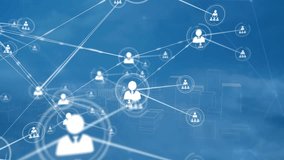 Animation of network of connections over icons and cityscape. Global technology and digital interface concept digitally generated video. - Powered by Shutterstock - Get 15% off with code: PIKWIZARD15