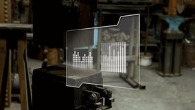 Animation of file cion with charts processing data over machine in factory workshop. Engineering, industry, data, digital interface and communication, digitally generated video. - Powered by Shutterstock - Get 15% off with code: PIKWIZARD15