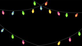 Christmas decoration colorful hanging bulb lights isolated background. Christmas glowing garlands. Alpha channel - Powered by Shutterstock - Get 15% off with code: PIKWIZARD15