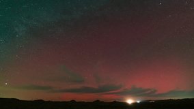 TImelapse of rare aurora borealis with Polaris star trails over Mojave Desert in Southern California on October 10th, 2024  - Powered by Shutterstock - Get 15% off with code: PIKWIZARD15