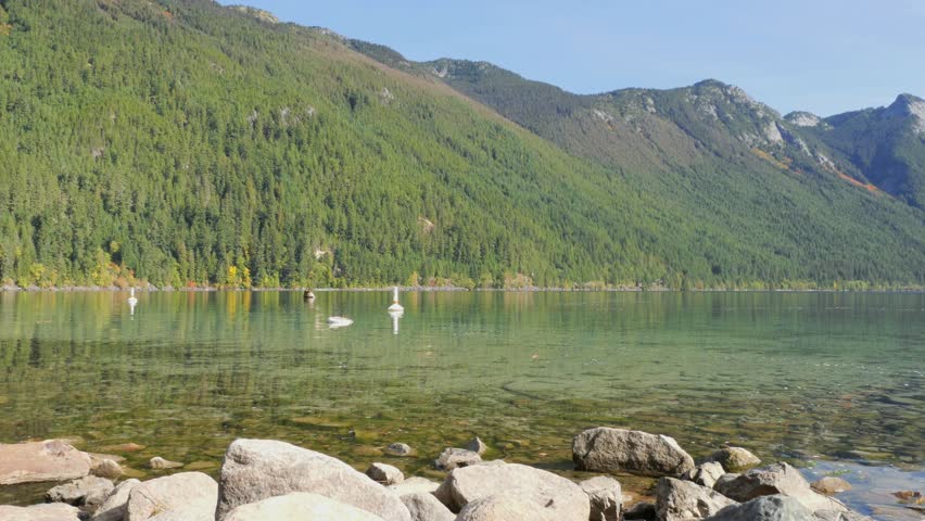 Chilliwack Lake located in the Chilliwack Lake Provincial Park during a fall season in Chilliwack, British Columbia, Canada