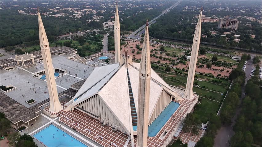 Shah Faisal Mosque Circle Drone Footage 4K