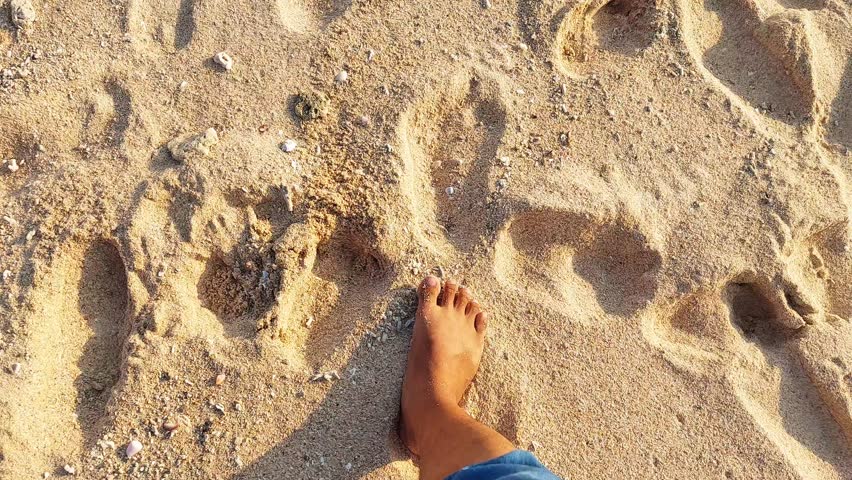 footsteps on the beach sand
