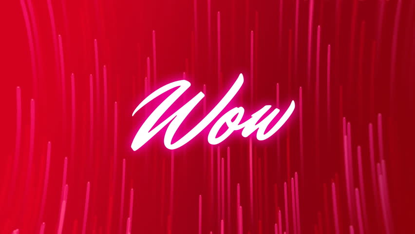 Animation of wow text in glowing pink over rising red light trails on red background. Retro, gaming, network, data, processing, digital interface and communication, digitally generated video. - Powered by Shutterstock - Get 15% off with code: PIKWIZARD15