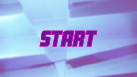 Animation of start text in purple over moving silver metallic shapes. Retro, gaming, network, data, processing, digital interface and communication, digitally generated video. - Powered by Shutterstock - Get 15% off with code: PIKWIZARD15