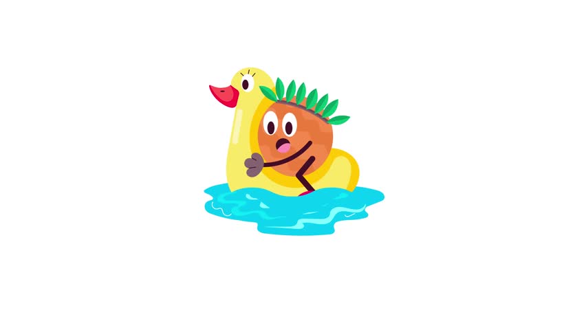 Comic style animated sticker of beach duck with scared emoji 

