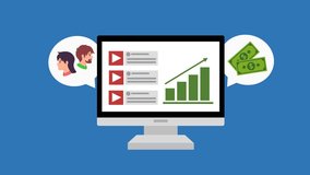 Animated Infographic to Monetize Video Content Footage with people as viewers, laptop and money. Monetize content video and earn money from Online. People watching Video contents and make revenue - Powered by Shutterstock - Get 15% off with code: PIKWIZARD15