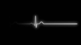 White, glowing electrocardiogram (ECG) line. The line starts with a sharp heartbeat spike, followed by a flat line, indicating the end of a heartbeat or cardiac arrest. - Powered by Shutterstock - Get 15% off with code: PIKWIZARD15
