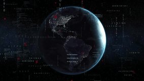 Animation of statistics and data processing over globe. Global connections, computing and data processing concept digitally generated video. - Powered by Shutterstock - Get 15% off with code: PIKWIZARD15
