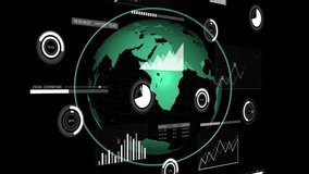Animation of statistics and data processing over globe. Global connections, computing and data processing concept digitally generated video. - Powered by Shutterstock - Get 15% off with code: PIKWIZARD15
