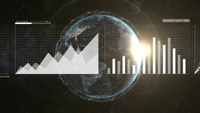 Animation of statistics and data processing over globe. Global connections, computing and data processing concept digitally generated video. - Powered by Shutterstock - Get 15% off with code: PIKWIZARD15