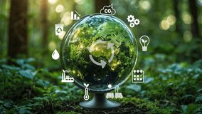 Circular economy concept.Earth globe with a circular economy icon around it.Circular economy for future growth of business and design to reuse and renewable material resources.Place for logo - Powered by Shutterstock - Get 15% off with code: PIKWIZARD15