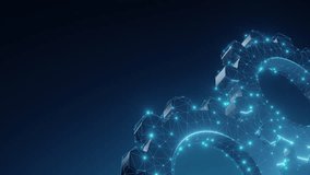 Abstract digital gears with interconnected points symbolizing technology, teamwork, and collaboration in a futuristic network environment. - Powered by Shutterstock - Get 15% off with code: PIKWIZARD15