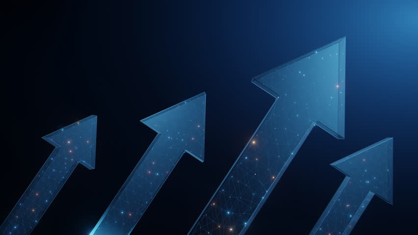 Abstract glowing arrows with a digital network design representing business growth, success, and upward progress in a futuristic, tech-driven environment. - Powered by Shutterstock - Get 15% off with code: PIKWIZARD15