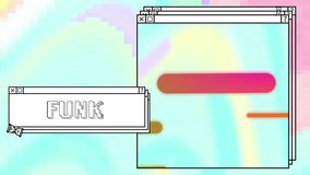 Animation of funk text over computer screens and vibrant background. Global social media, connections, computing and data processing concept digitally generated video. - Powered by Shutterstock - Get 15% off with code: PIKWIZARD15