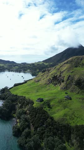 An aerial footage of the Urquharts Bay during daytime in Northland, on New Zealand's North Island