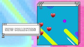 Animation of new collection text over computer screens and vibrant background. Global social media, connections, computing and data processing concept digitally generated video. - Powered by Shutterstock - Get 15% off with code: PIKWIZARD15