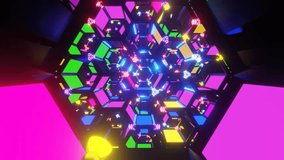 A 3d animated VJ loop background of futuristic infinity tunnel in hexagonal pattern with colorful neon lights - Powered by Shutterstock - Get 15% off with code: PIKWIZARD15