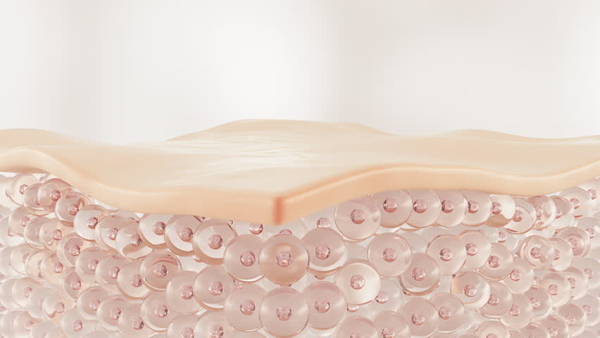 Cosmetic serum Oil drop on skin cell, Skin Repair, moisturizer, collagen serum 3d animation.