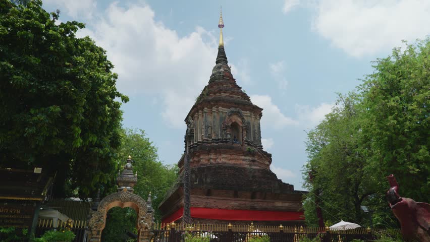 A closeup view of the large chedi of the wat lok moli a Buddhist temple, Thailand