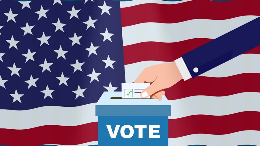 people voting in ballot box on usa presidential election 2024 america democracy animation